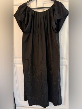 Simple Black Round Midi Dress XL